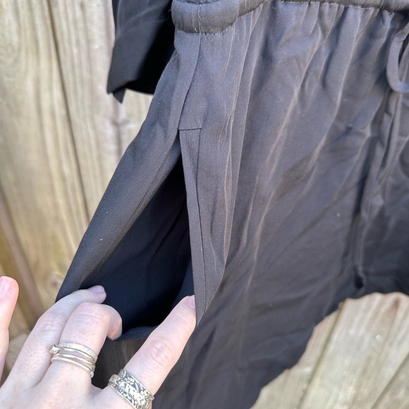 Babaton Aritzia 100% Silk Black Tie Waist Button Front Casual Mini Dress - Picture 2 of 7